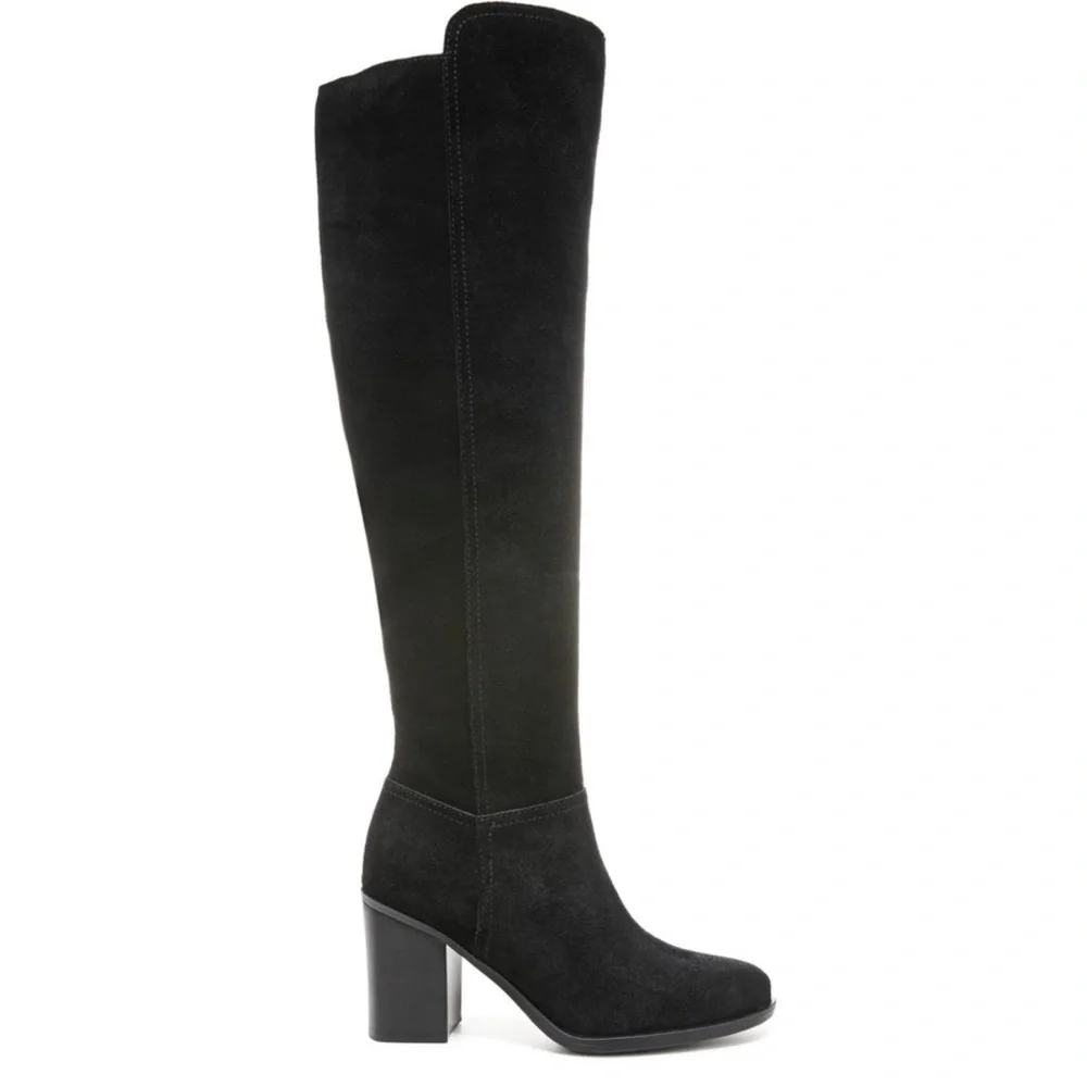 NATURALIZER KYRIE BLACK SUEDE OVER THE KNEE BOOTS SIZE 7 WIDE HEEL 3.75”